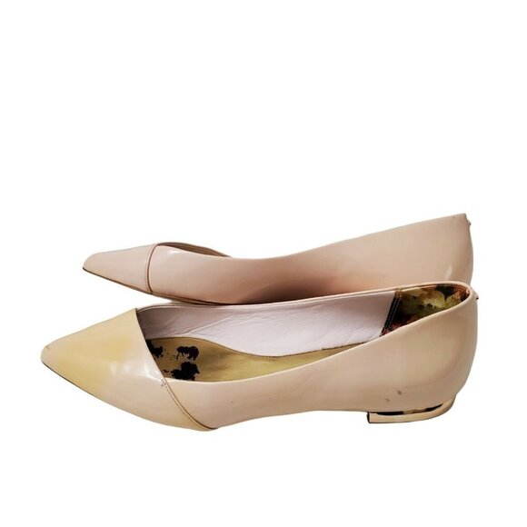 Ted Baker Ballet Flats Womens 8 Patent Leather Pale Pink Pointed Toe 39 EU - Picture 11 of 12
